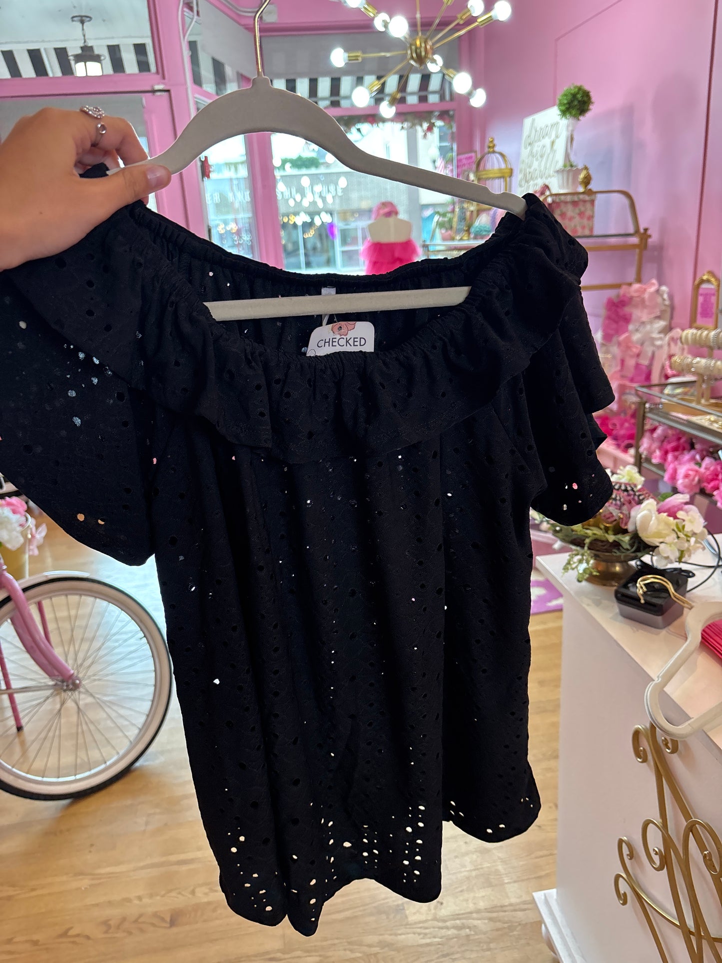 Black Eyelet Top (LG)