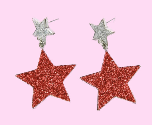 Razorback Red Star Earrings