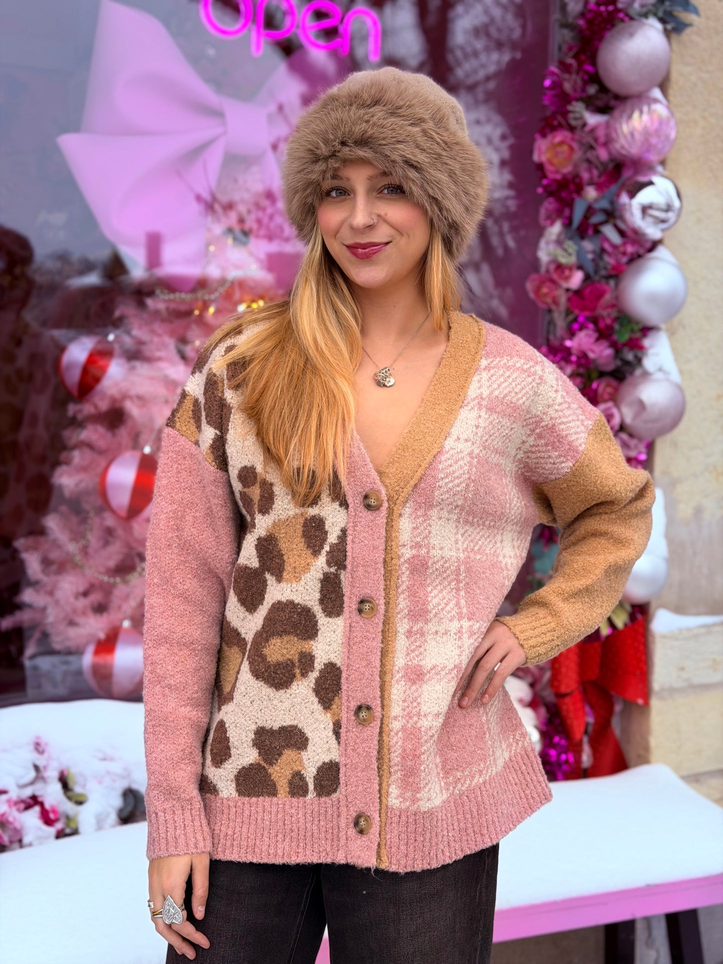 Leopard Plaid Cardi