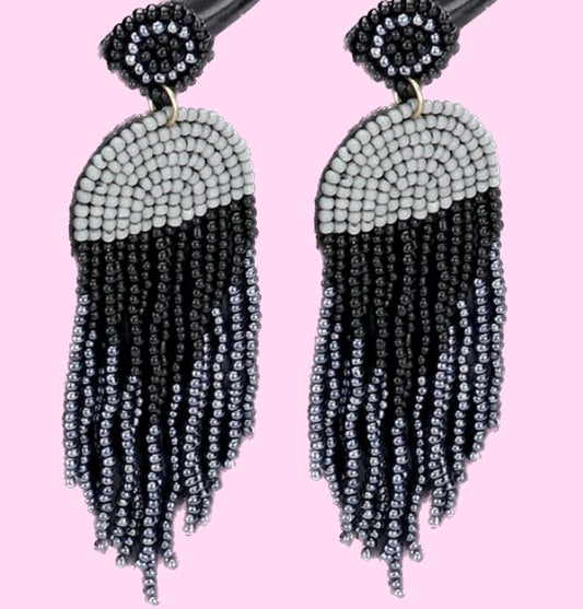 Black + Grey Bead Earrings