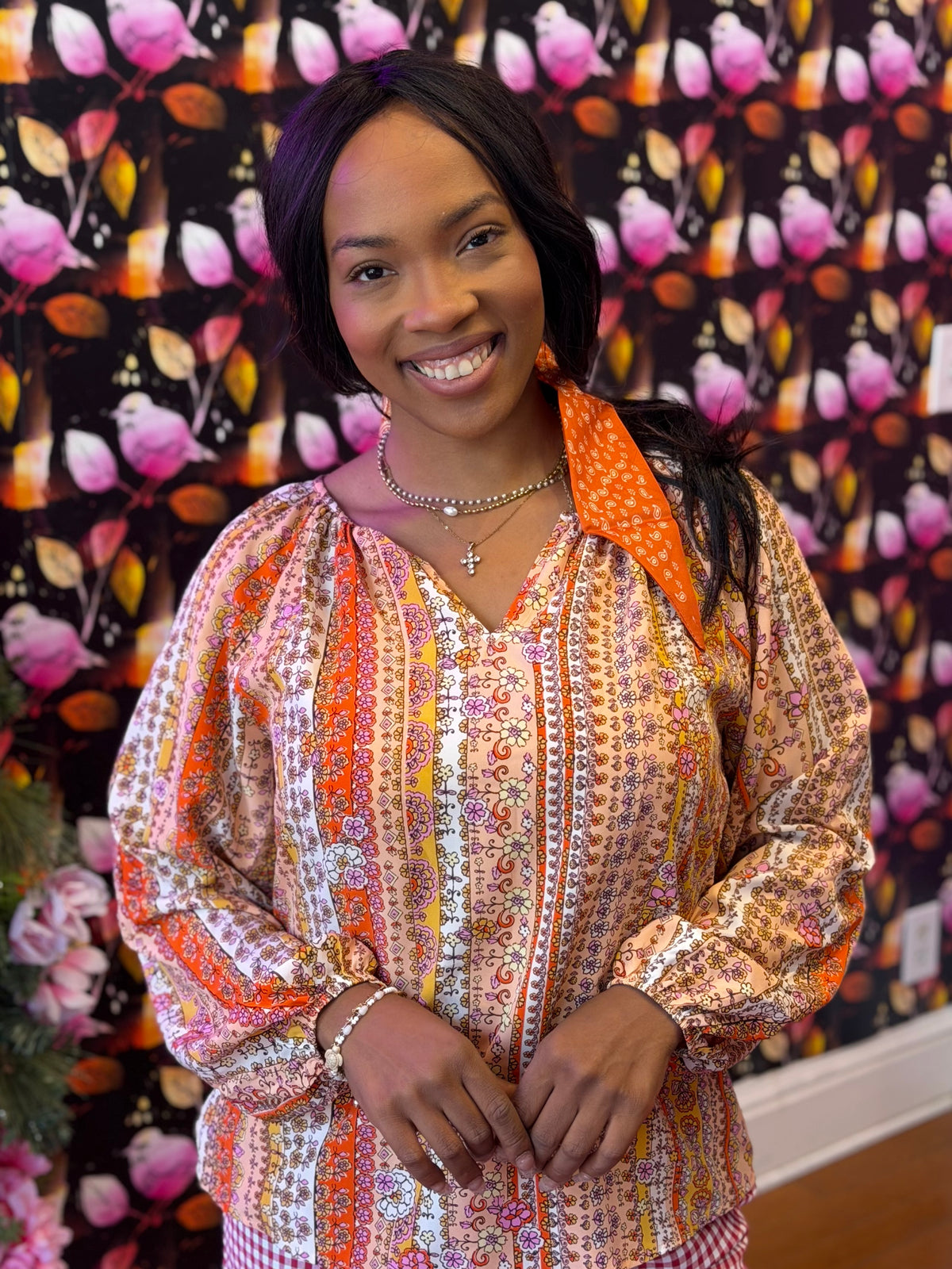 Orange Flower Fields Top LG