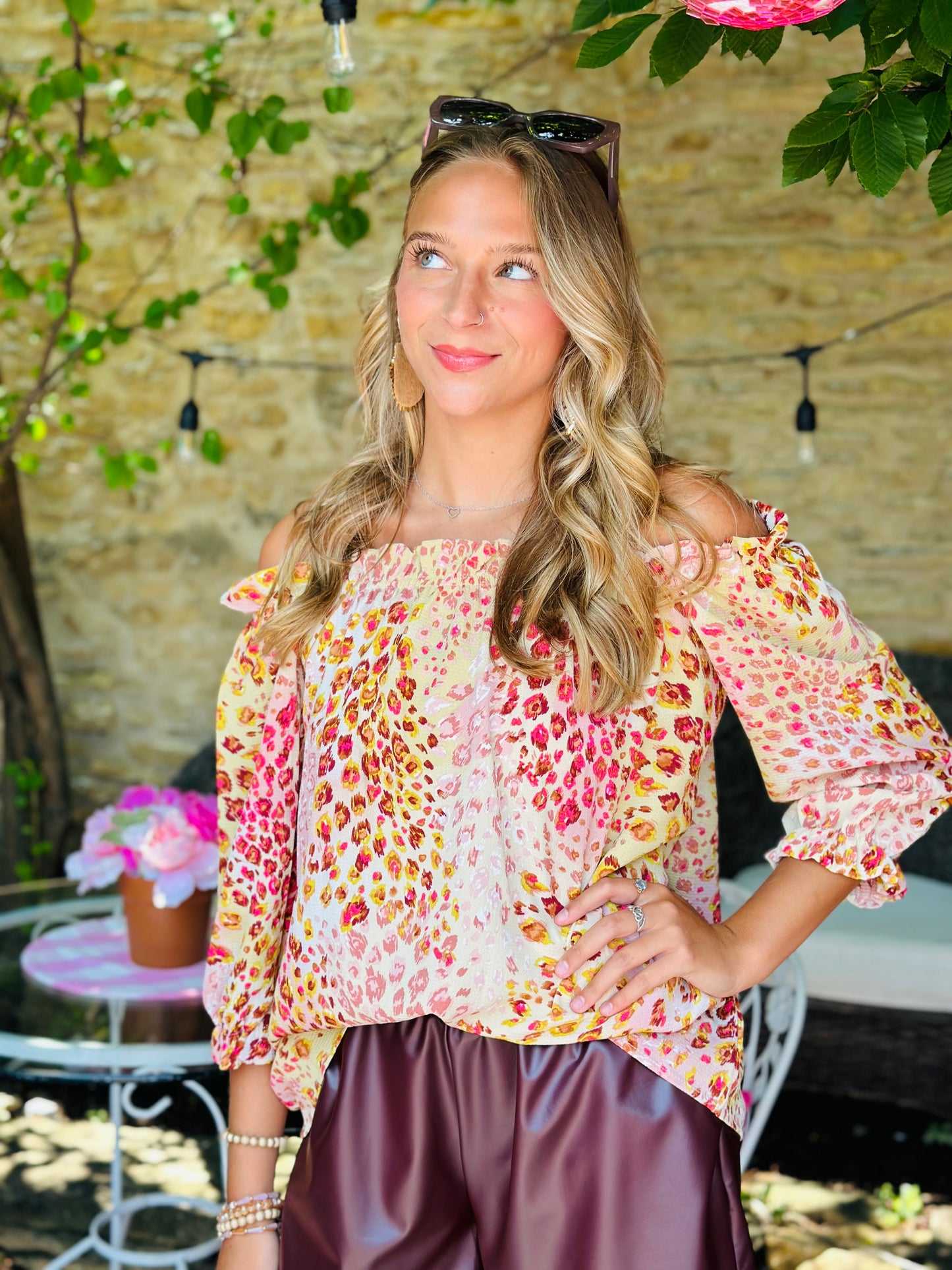 Off Shoulder Leopard Top