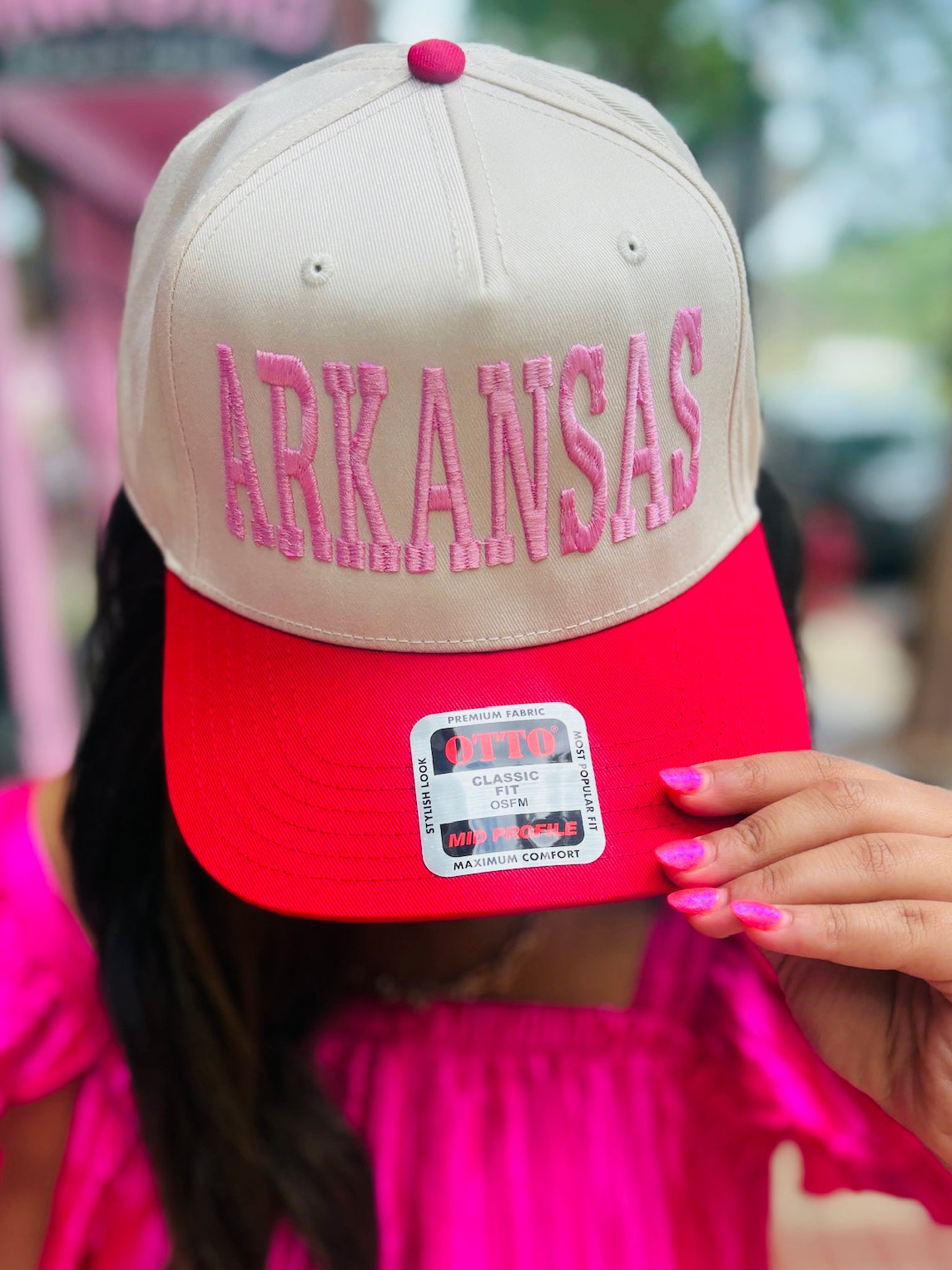 Arkansas Pink Vintage Trucker Hat