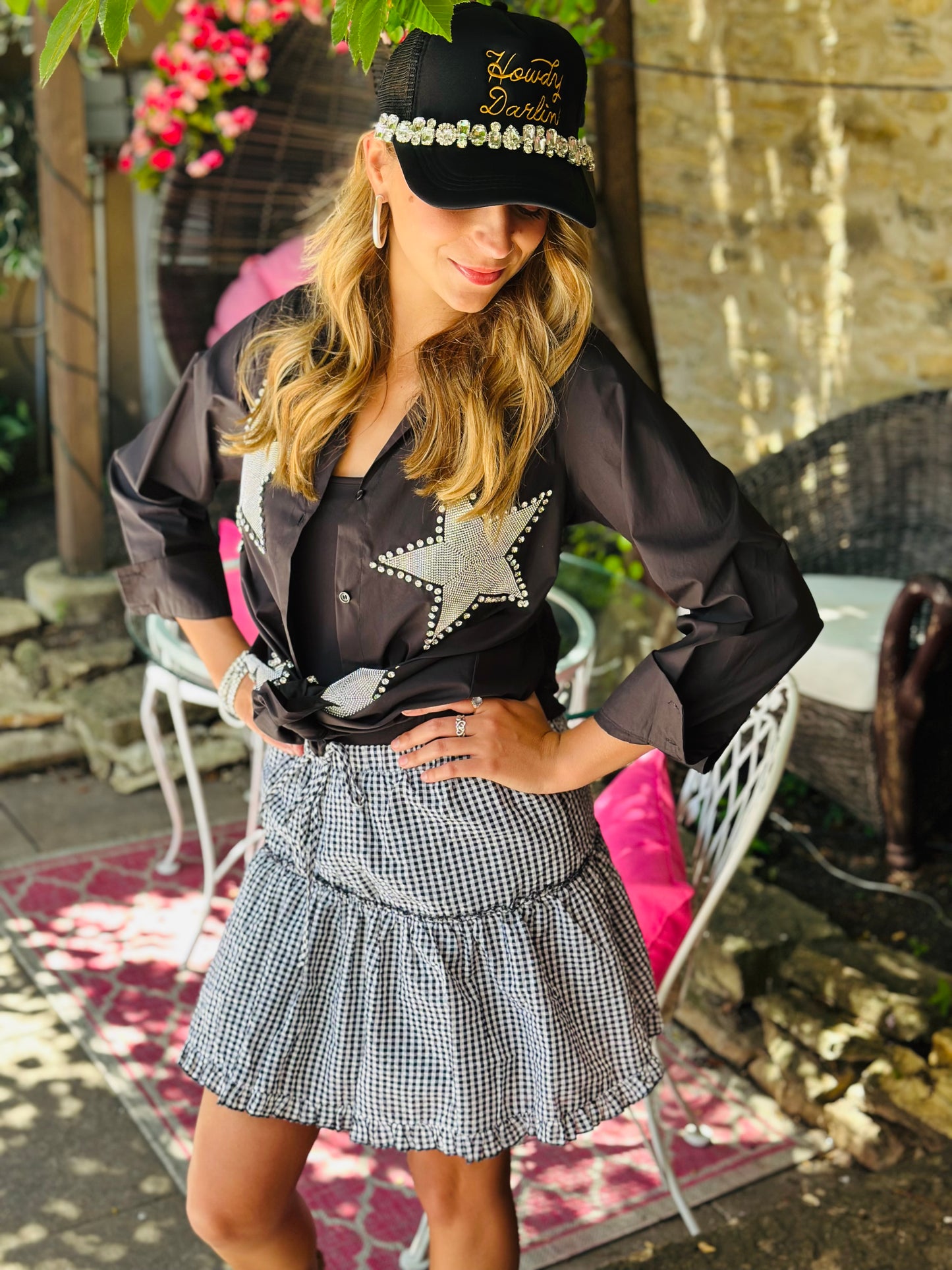 Gingham Woven Tired Mini Skirt