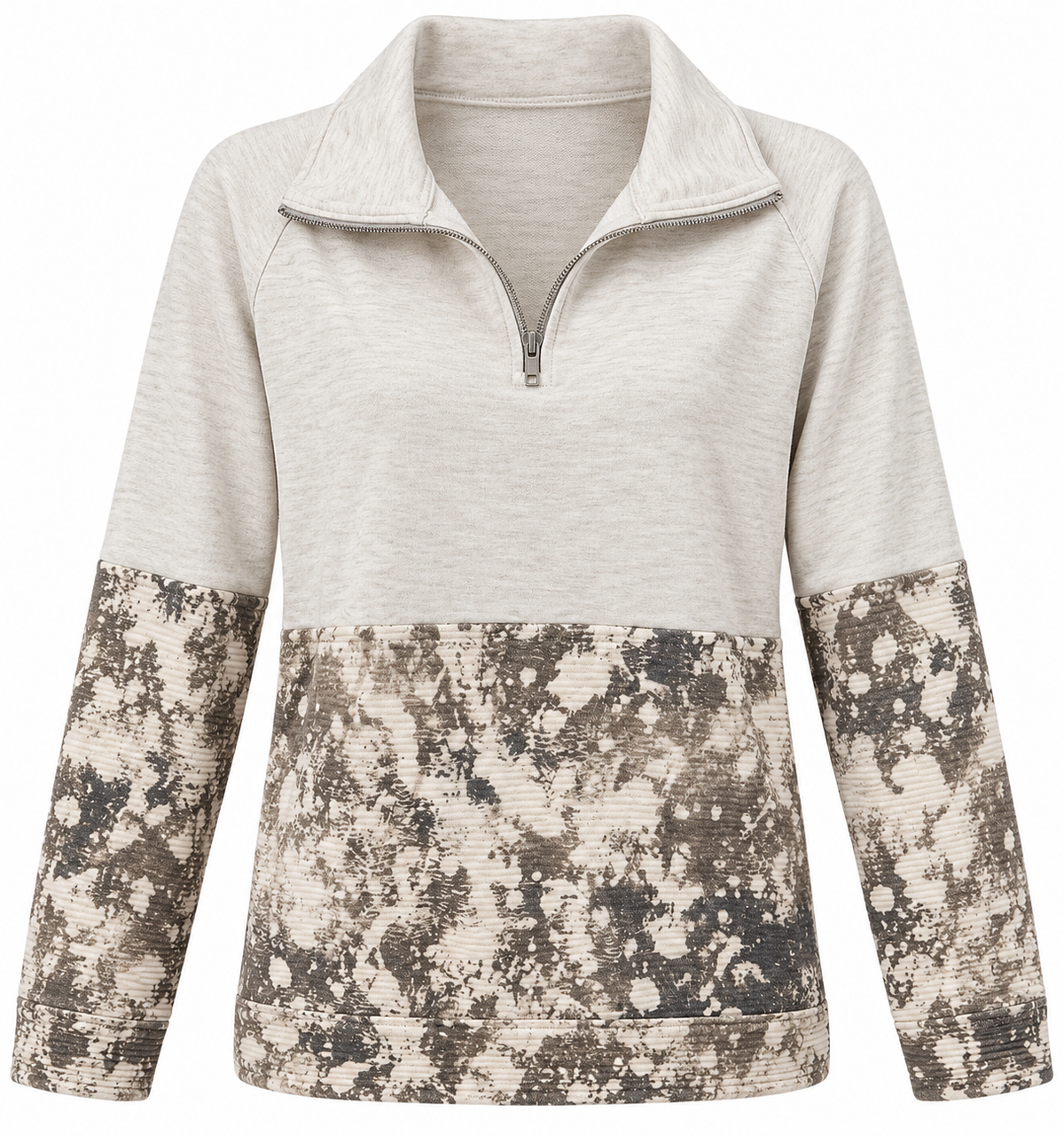 Cream Marble Half Zip Sweat LG