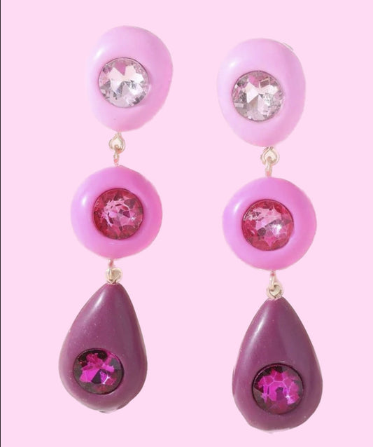 3 Pink Drops Earrings