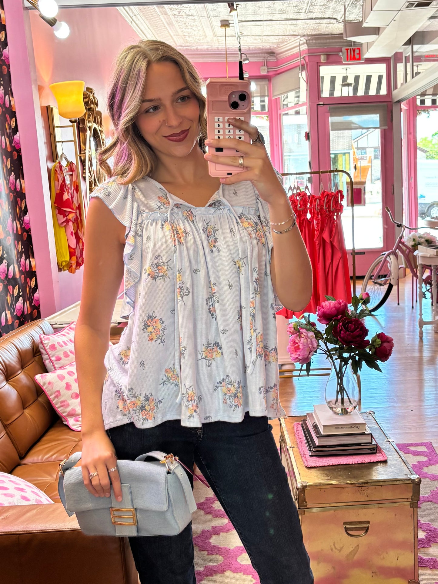 Baby Blue Floral Top (LG)