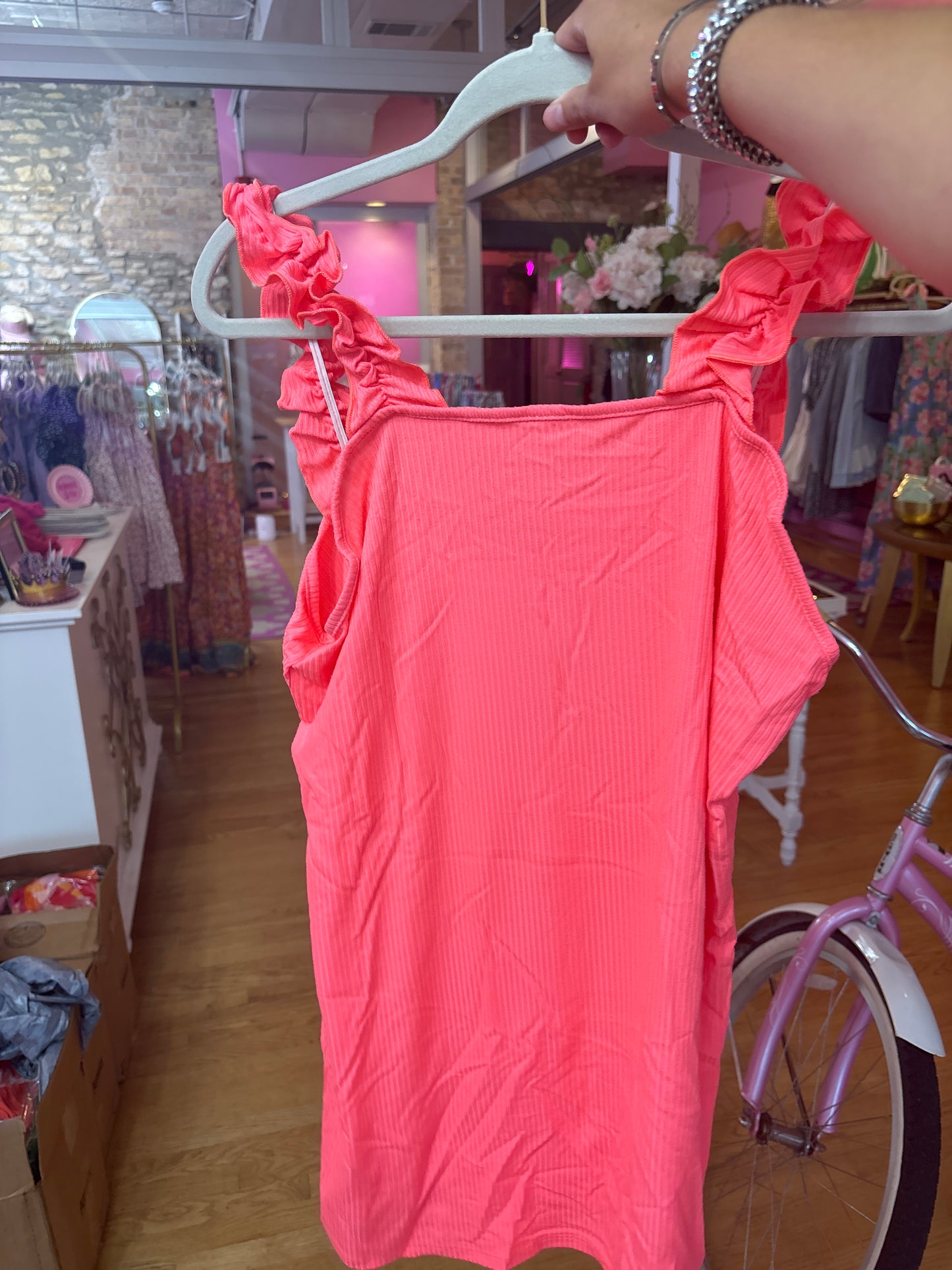 Coral Ruffle Tank (LG)