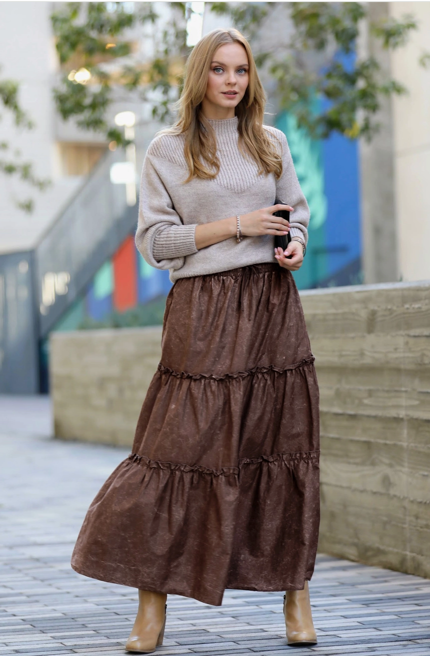Brown Maxi Skirt Bottom