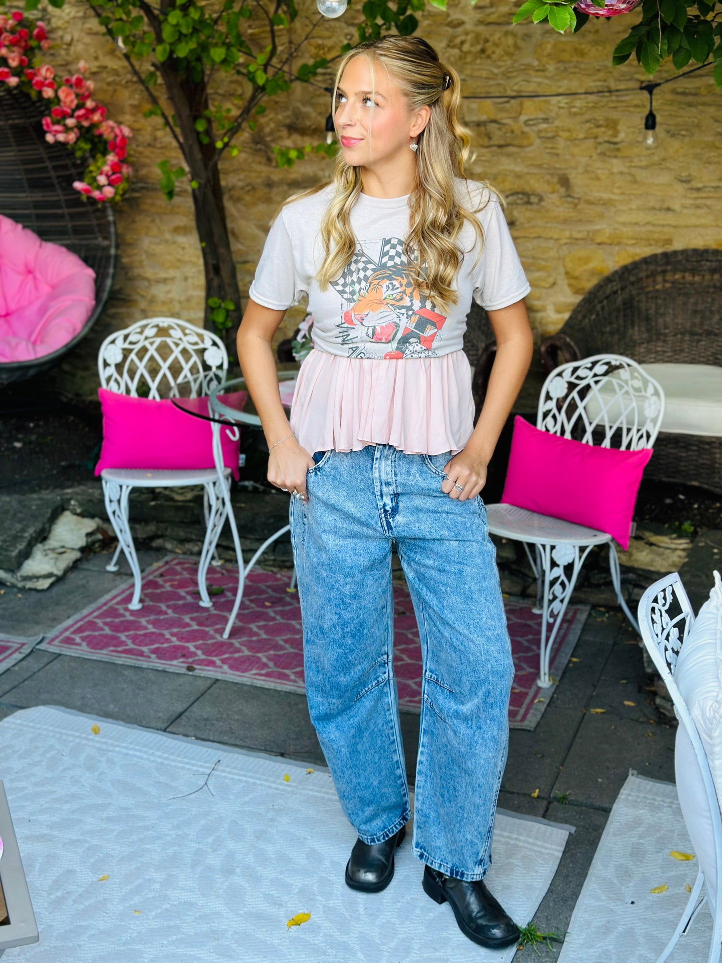 Medium Wash Barrel Jeans