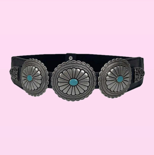 Black Vintage Turquoise Belt