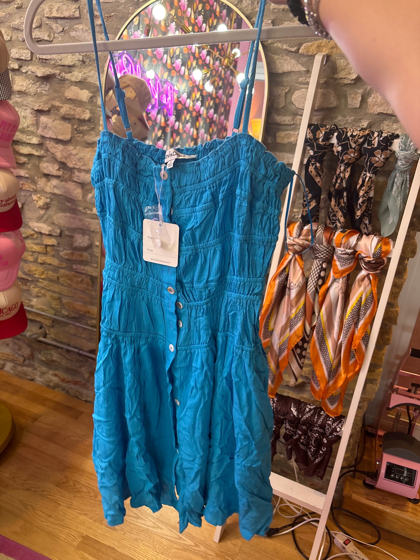 Bahama Blue Button Up Dress (LG)