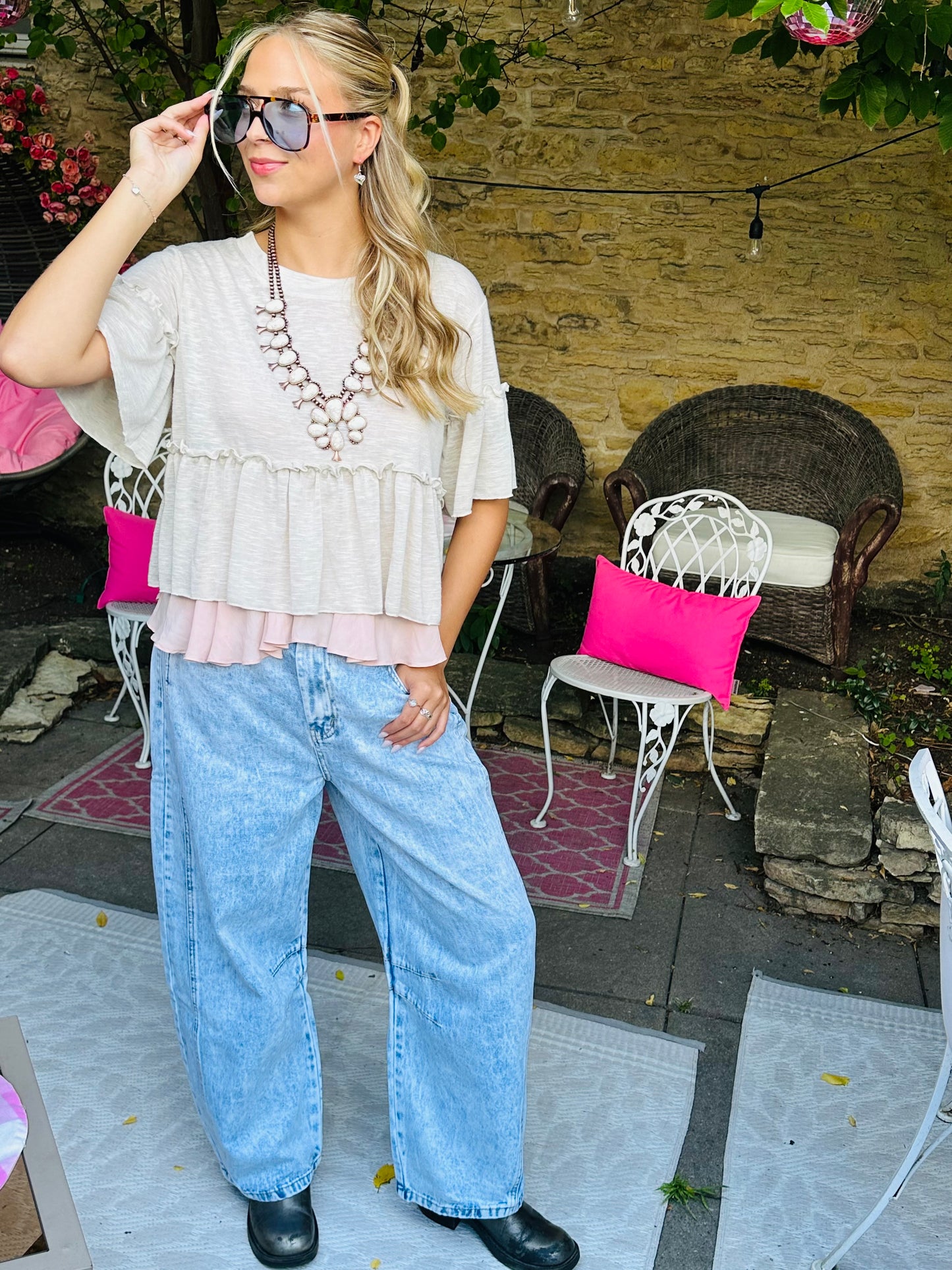Light Wash Barrel Jeans
