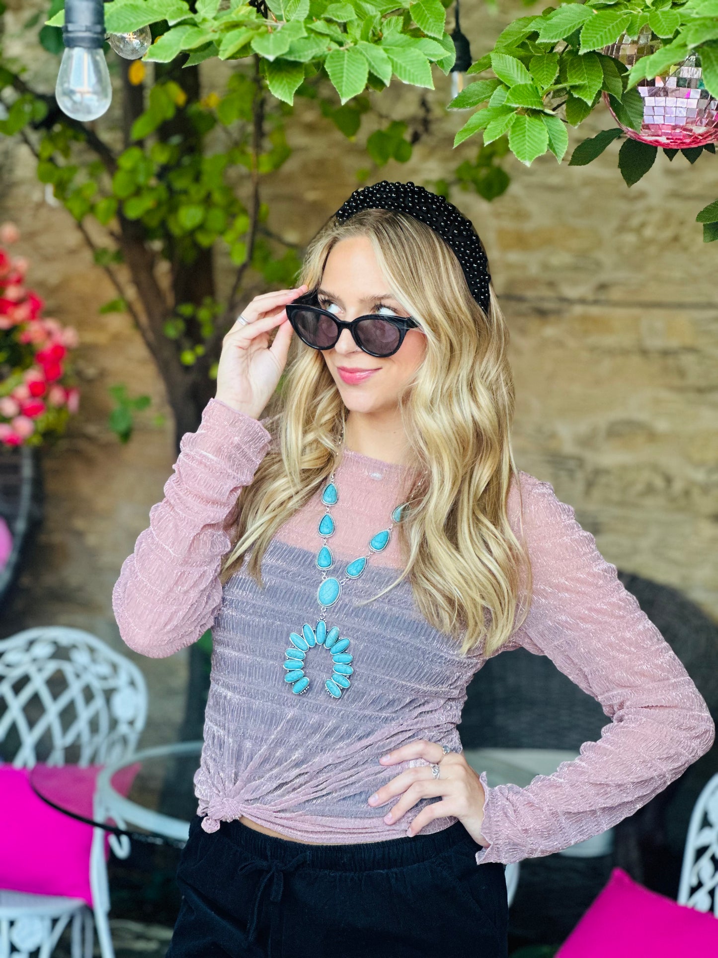 Mauve Sheer Shimmer Top