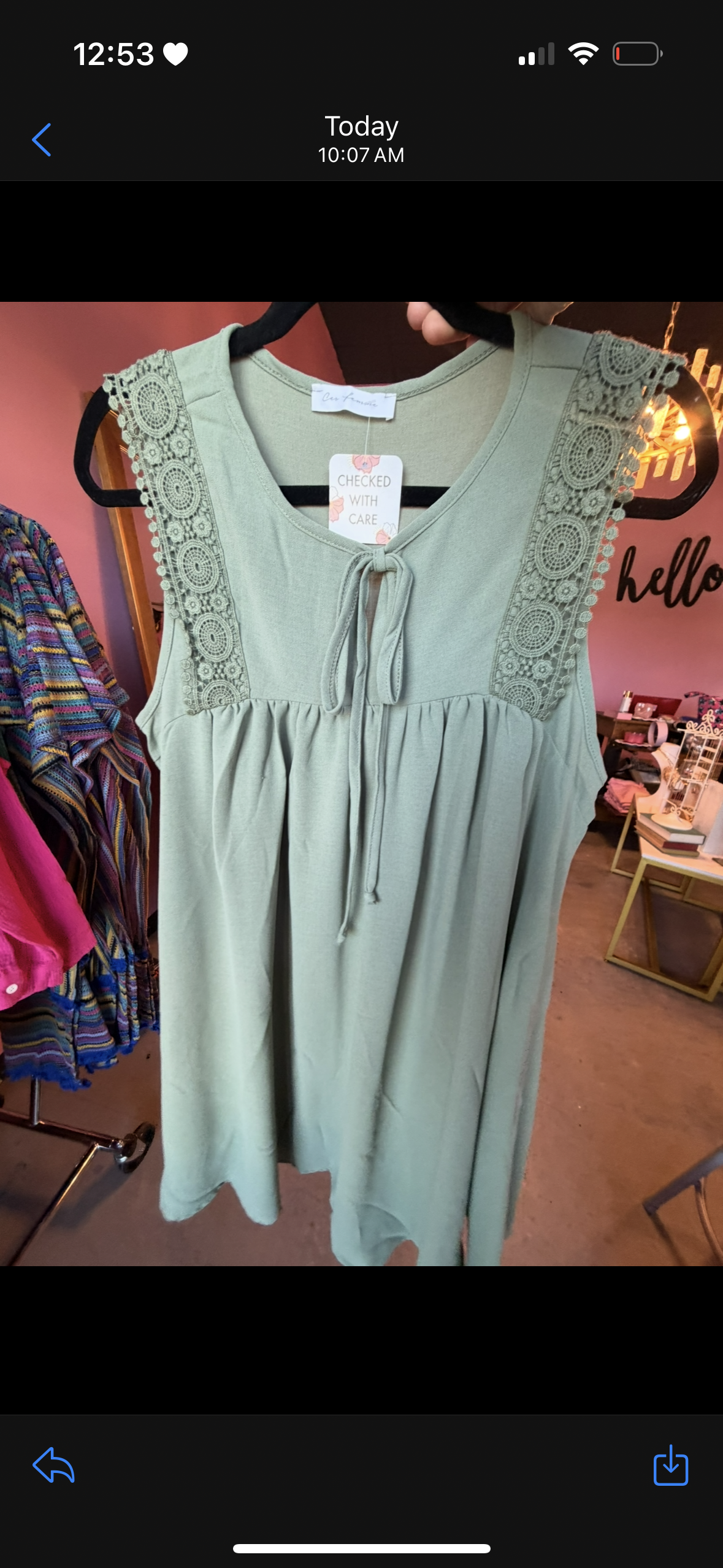 Olive Front Tie Dress (LG)