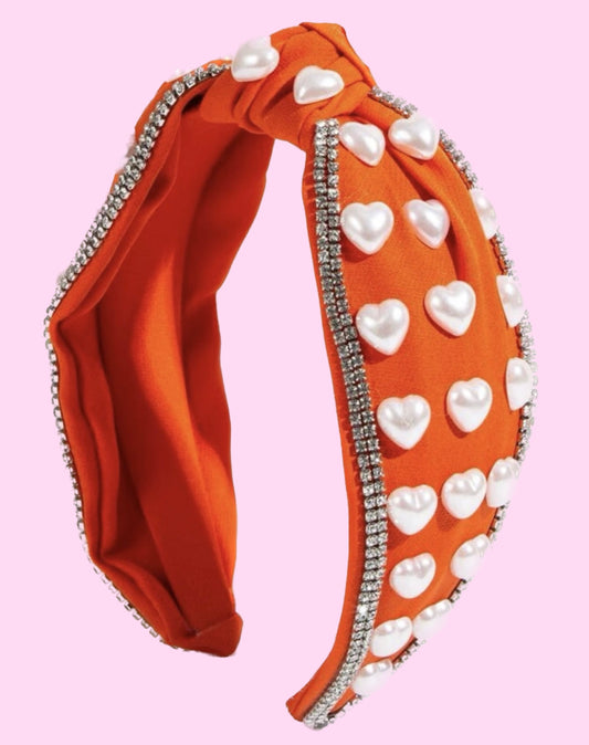Orange Heart Headband