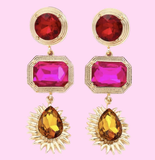 Red Pink Yellow Earrings