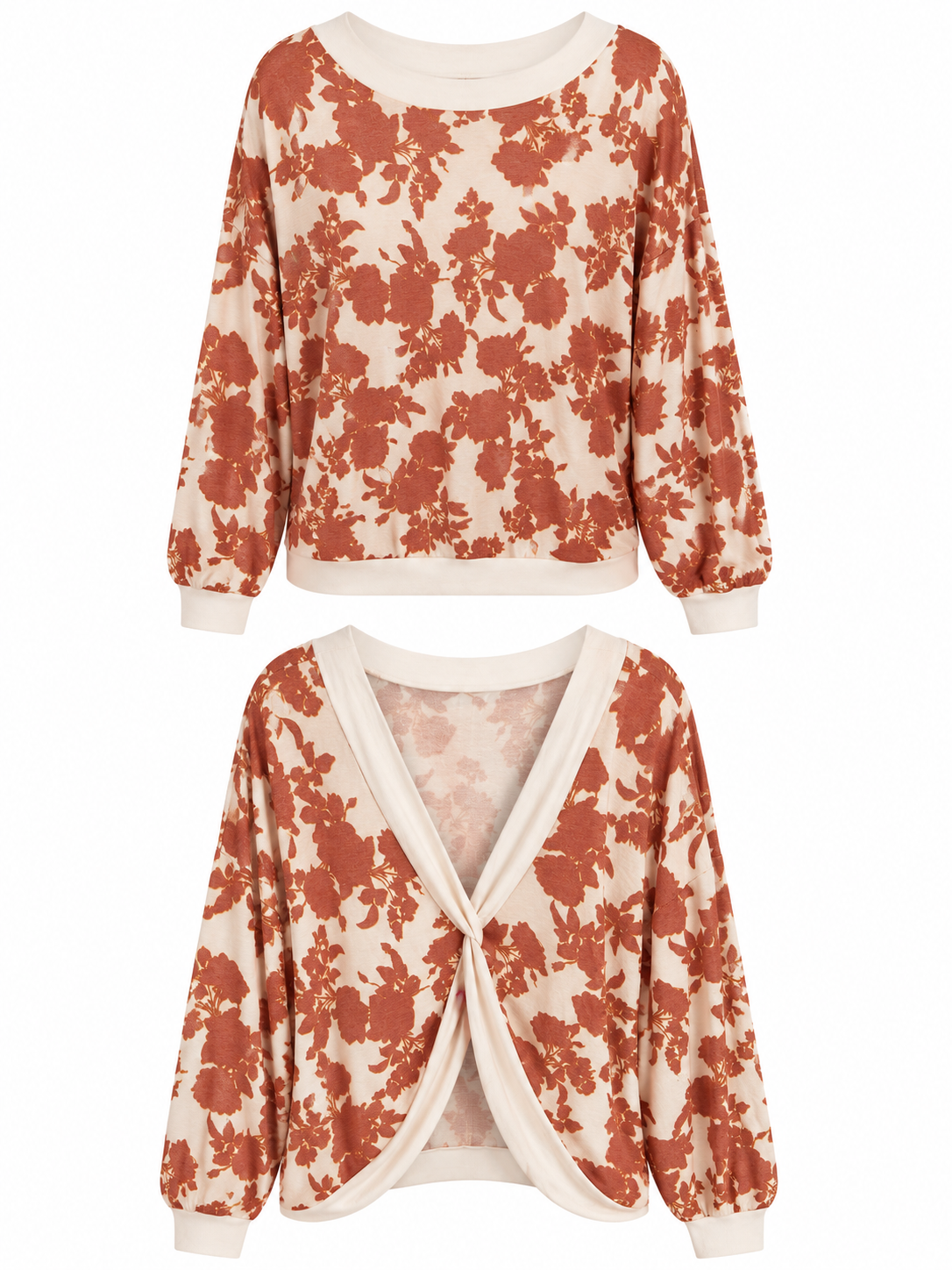 Rust Floral Cross Back Sweater LG