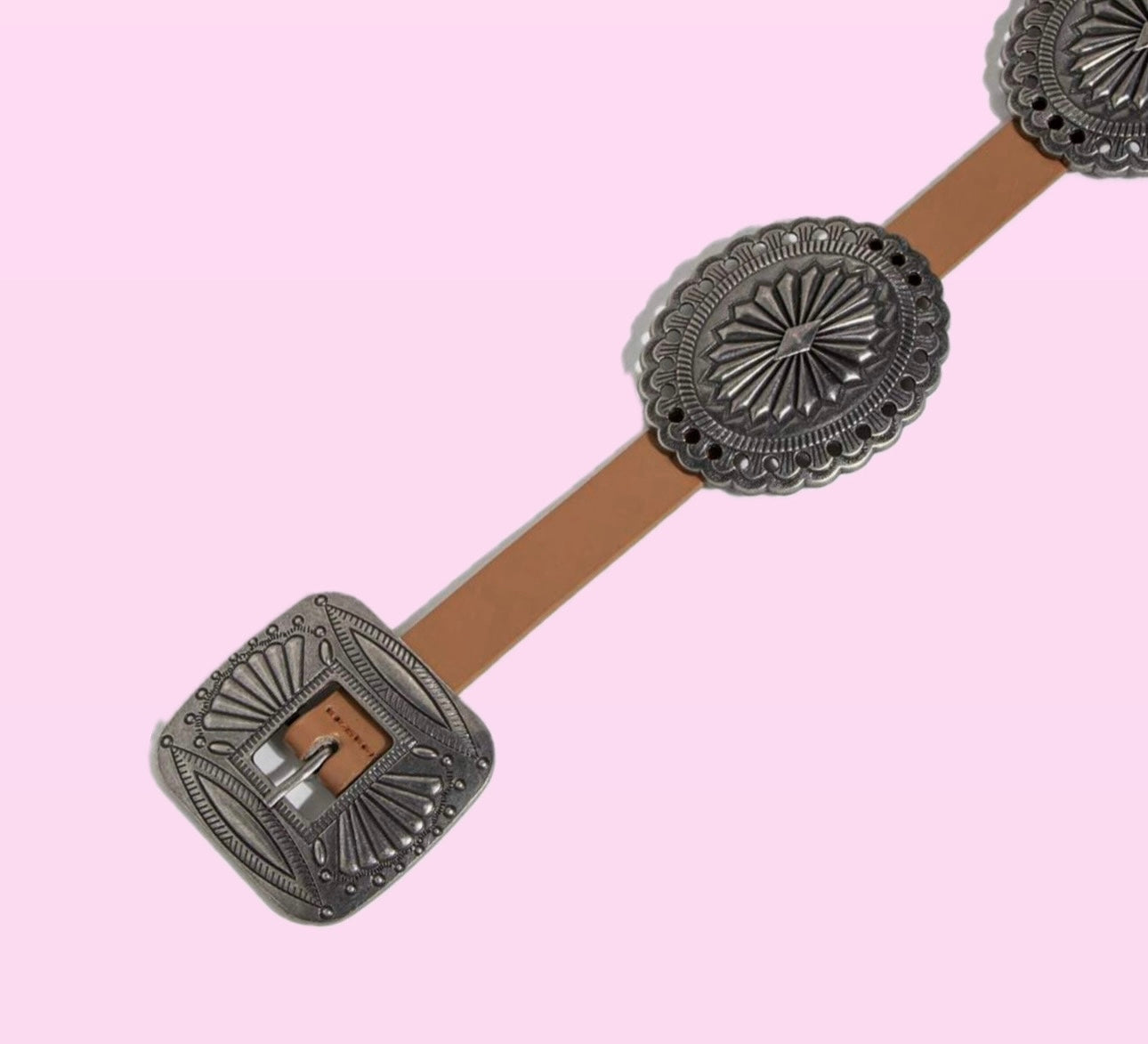 Tan Metal Carved Cowgirl Belt