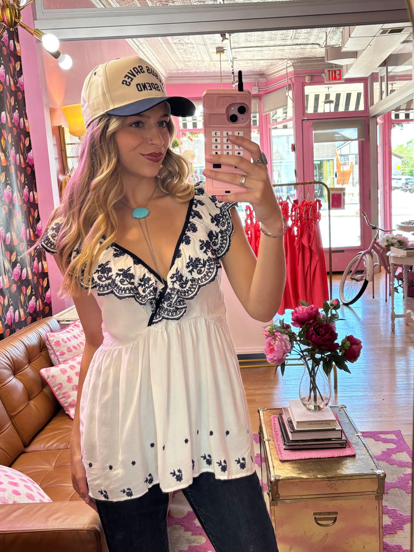Navy Tie Back Top (LG)