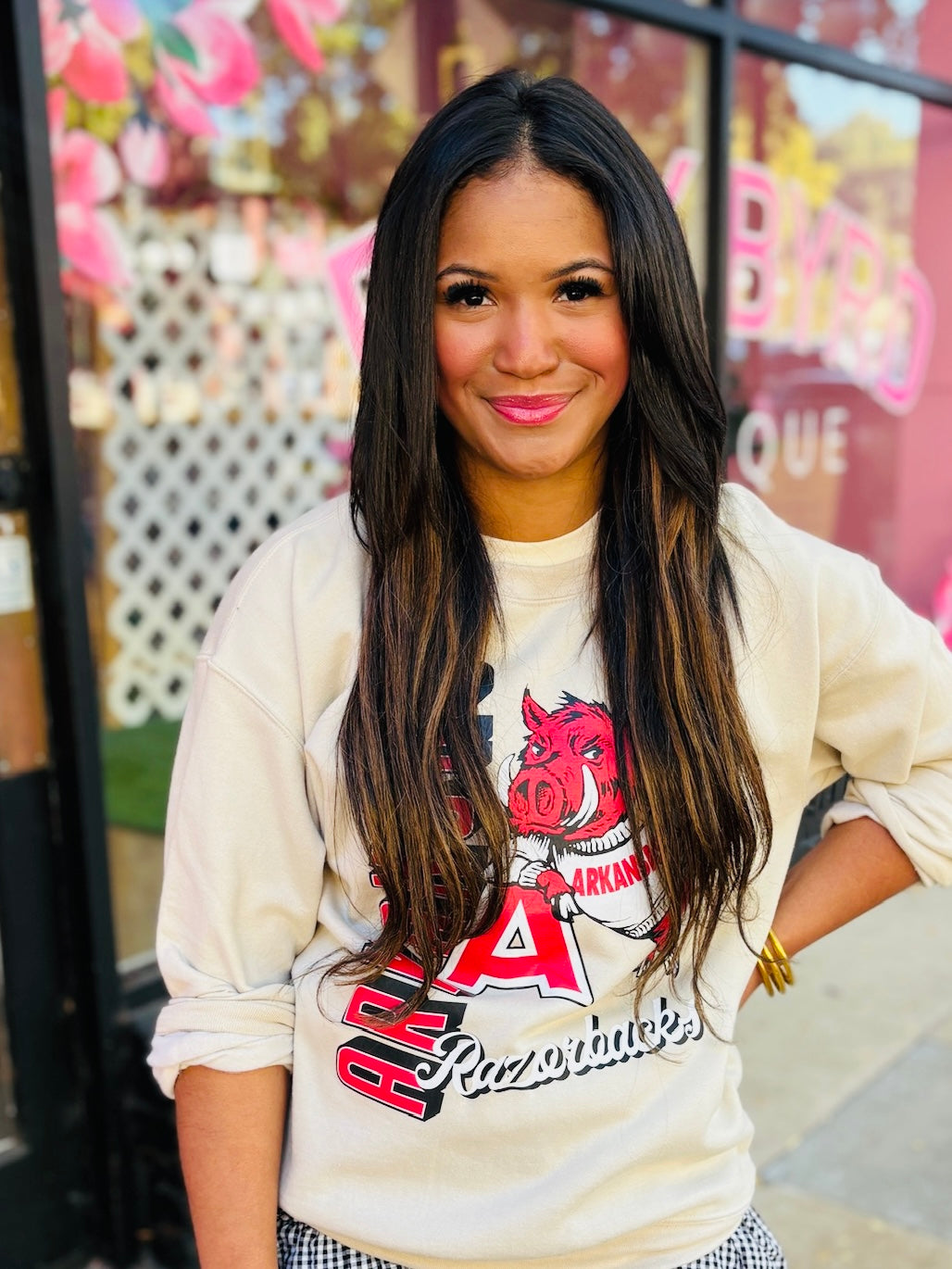 Cream Arkansas Razorback Sweater