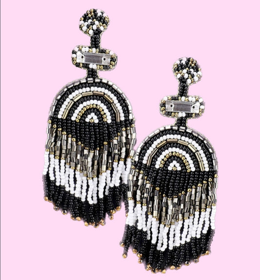 Black and White Bohemian Earrings