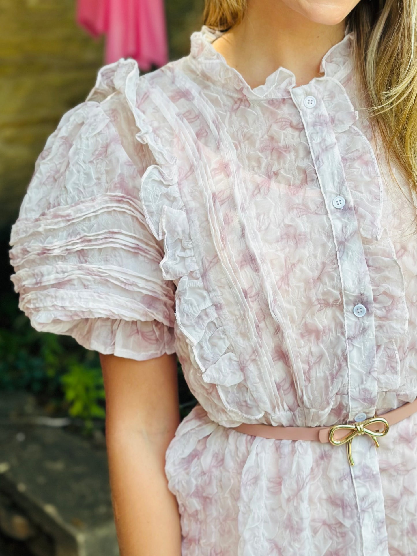 Pink Ruffle Floral Mini Dress