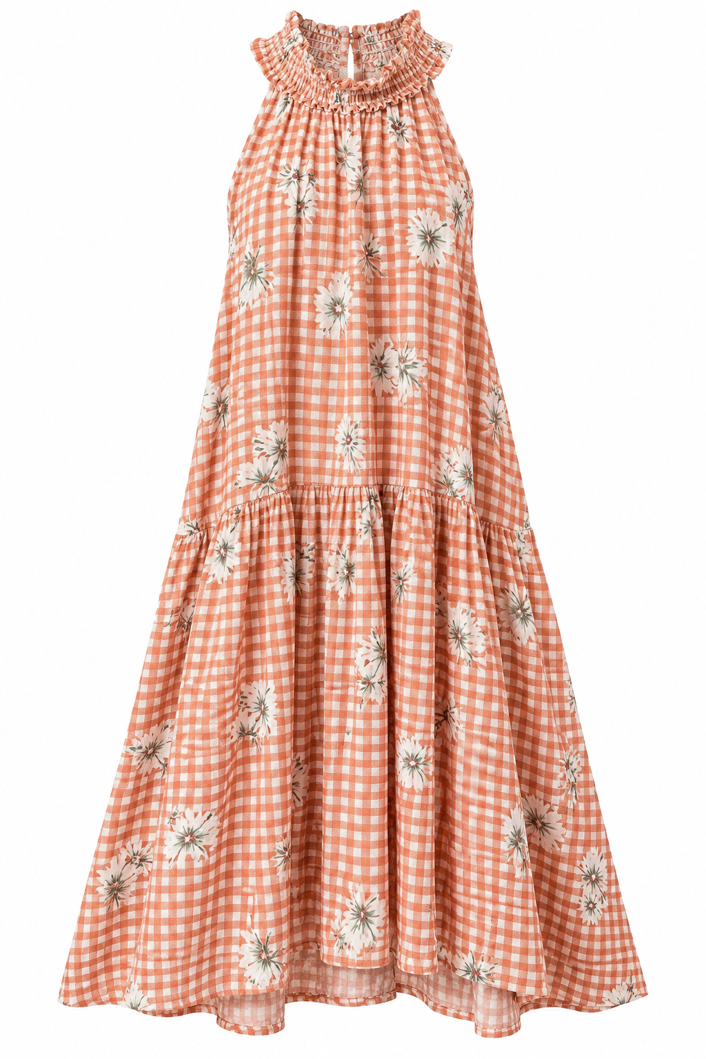 Orange Gingham Flower Top (LG)