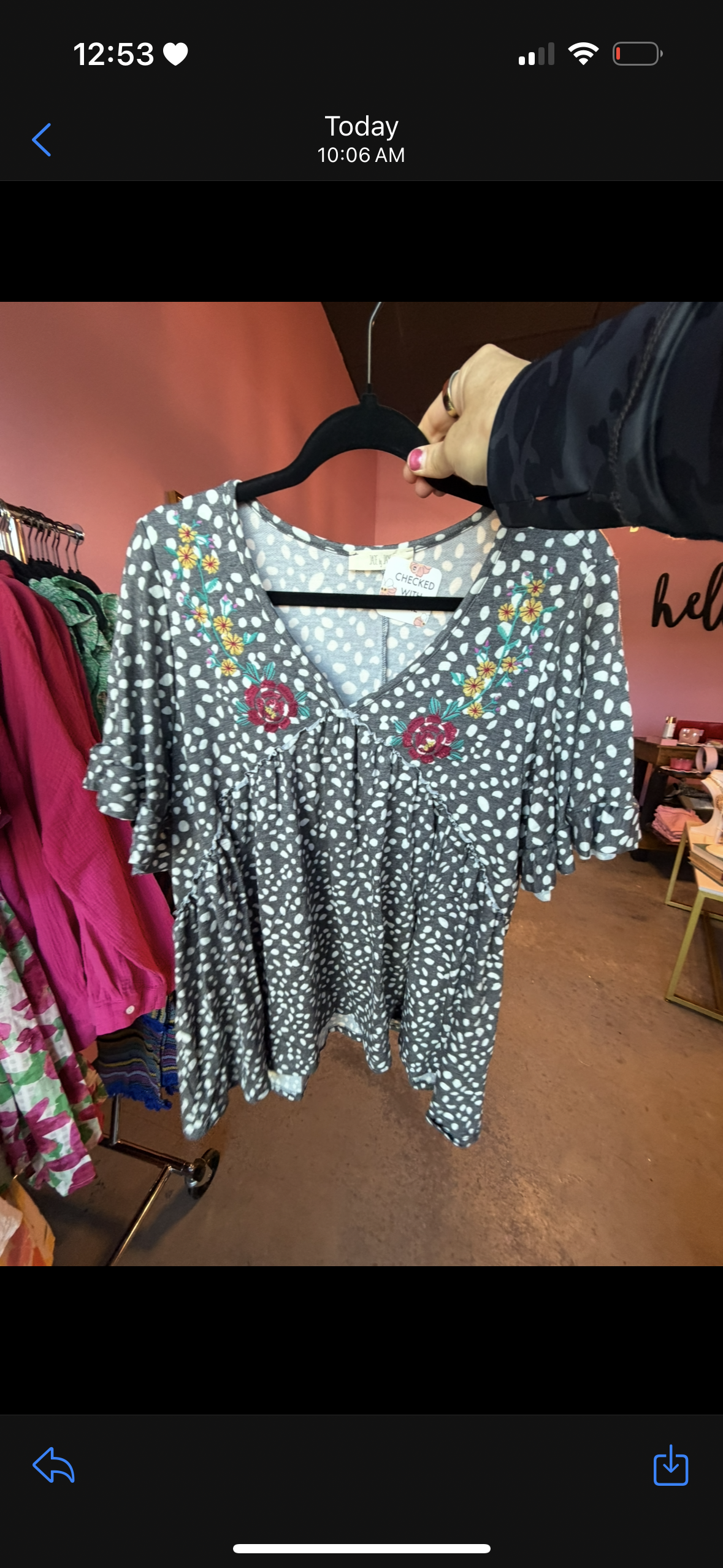 Grey + Pink Boho Top (LG)