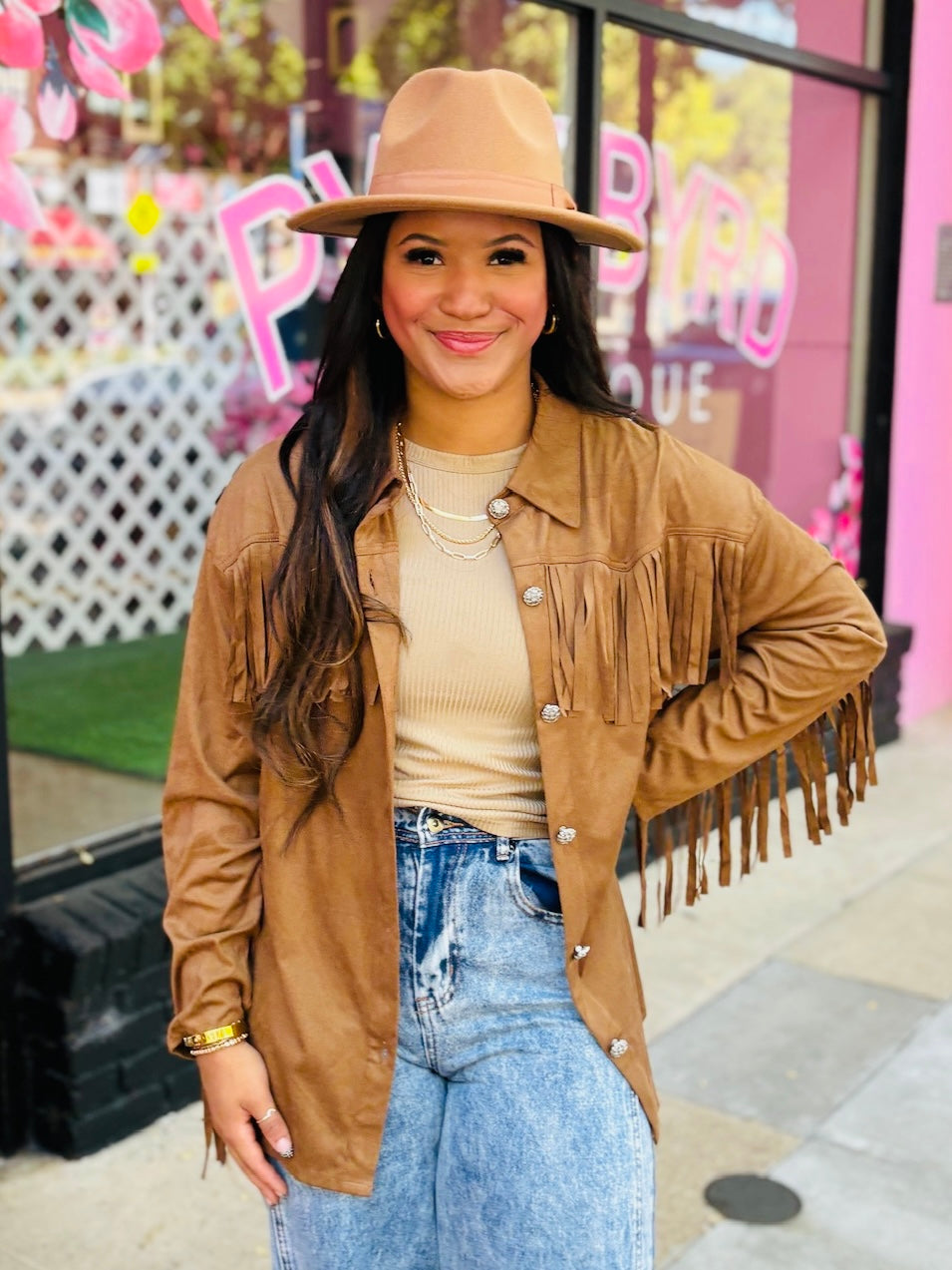 Suede Fringe Western Shacket