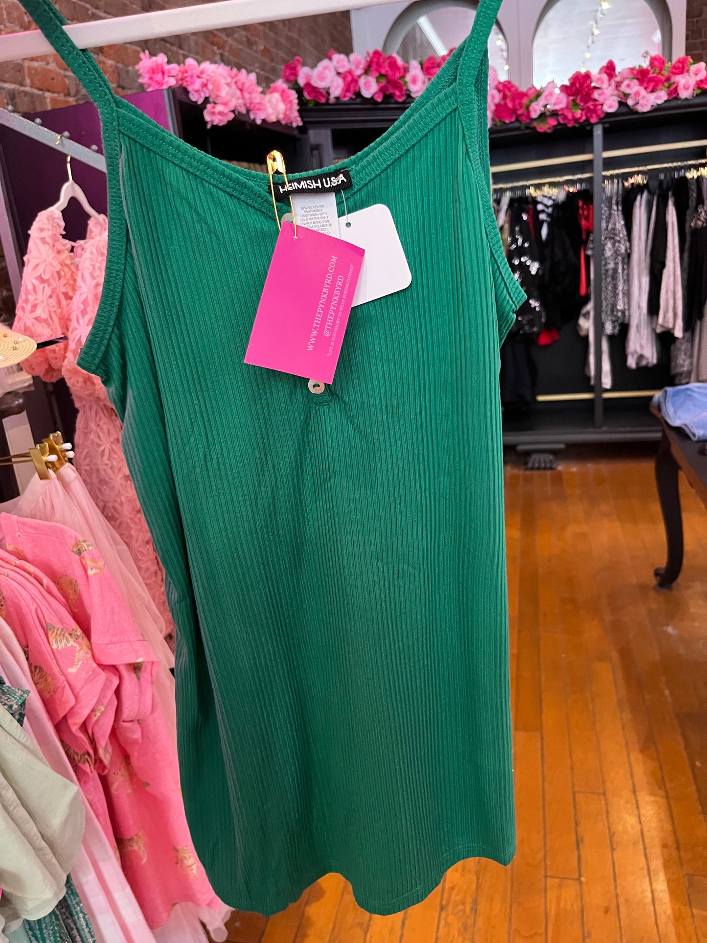Green Spaghetti Strap Tank