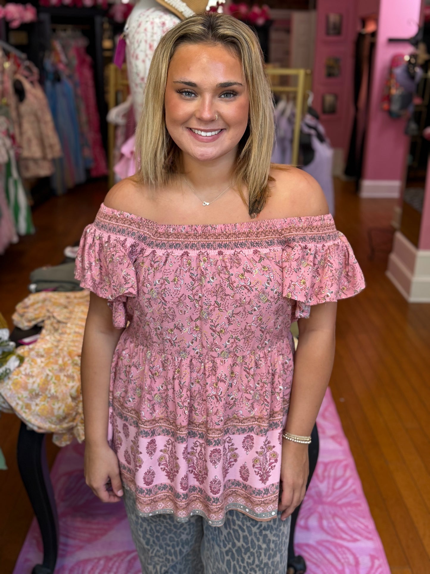 Peachy Pink Scrunch Top (LG)
