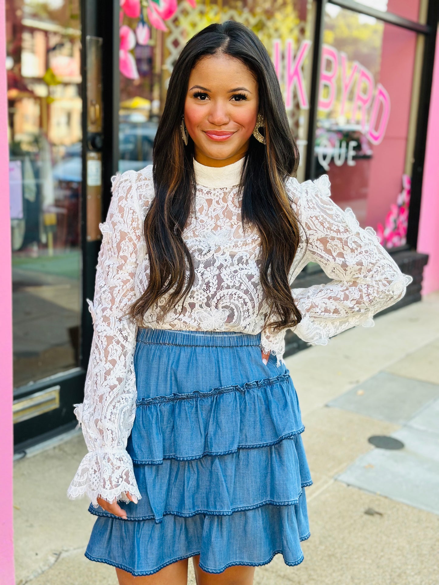 White Lace Butterfly Top