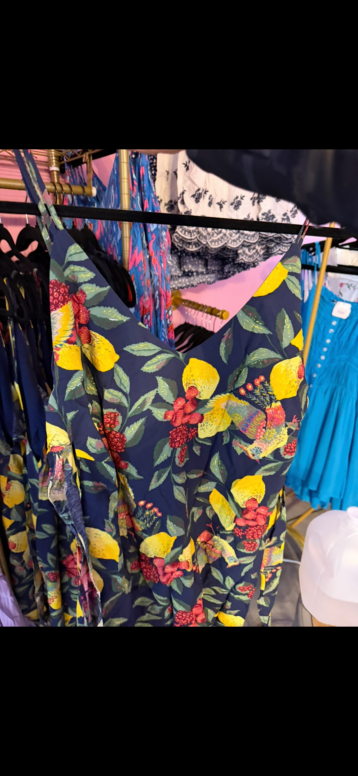 Navy Lemon Midi Dress (LG)