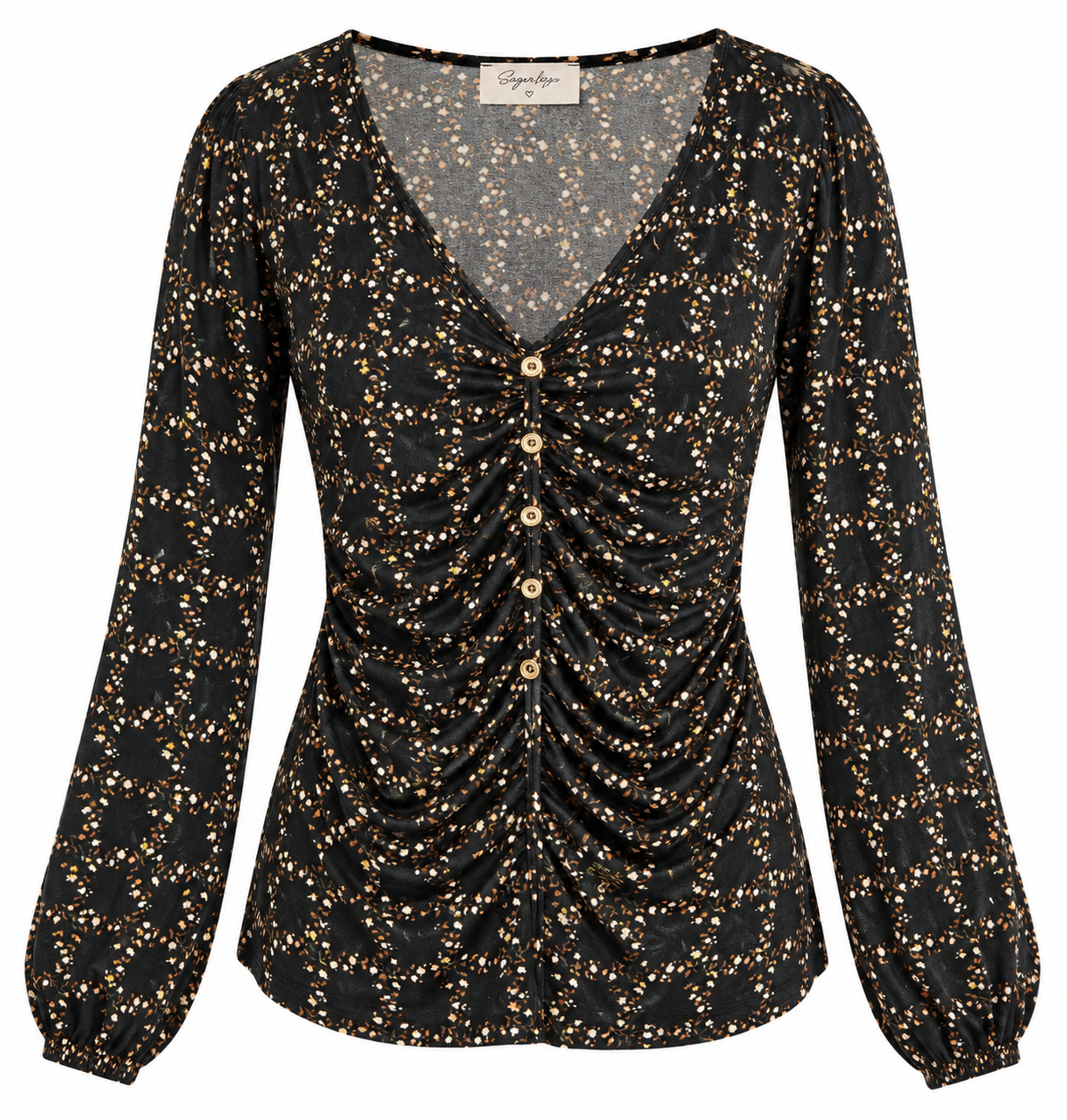 Blake Fall Floral Long Sleep Button Top LG