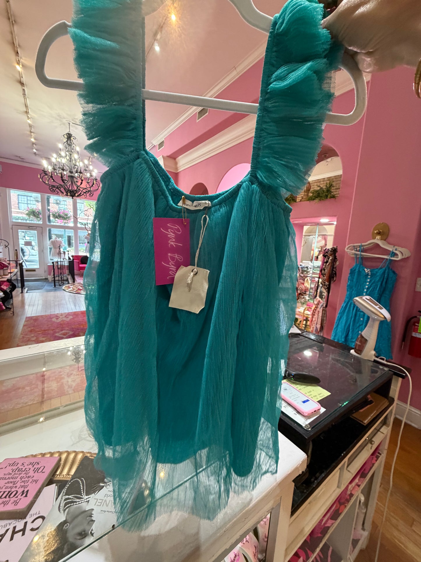 Turquoise Tulle Ruffle Top (LG)