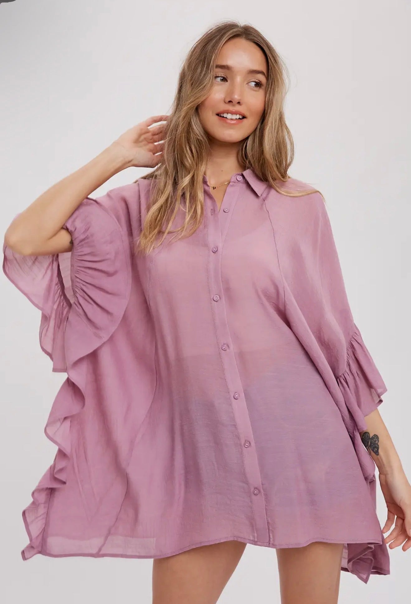 Mauve Ruffle Top
