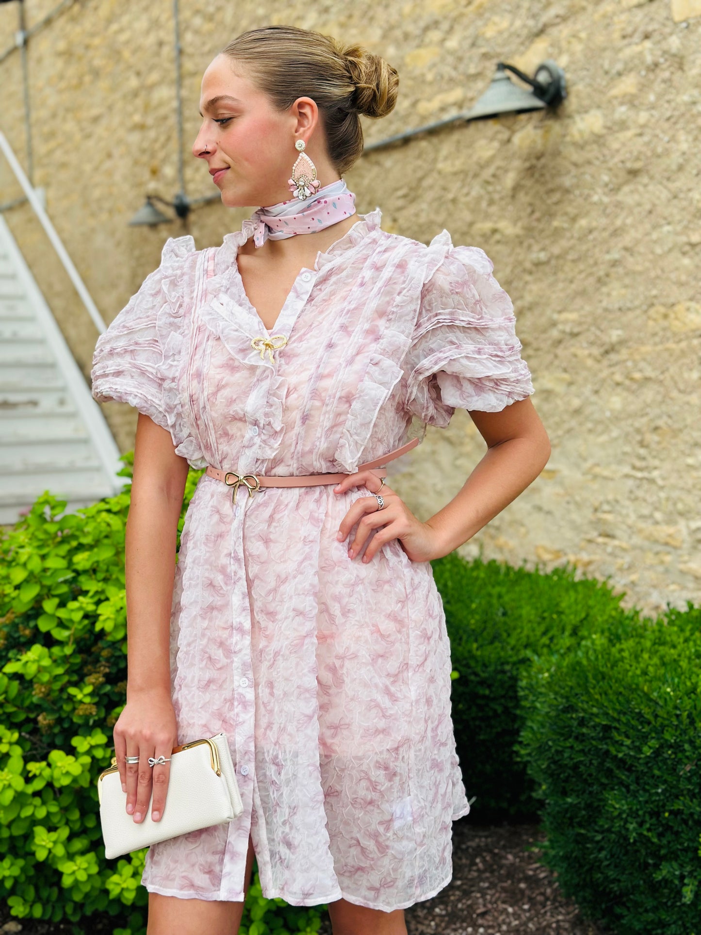 Pink Ruffle Floral Mini Dress