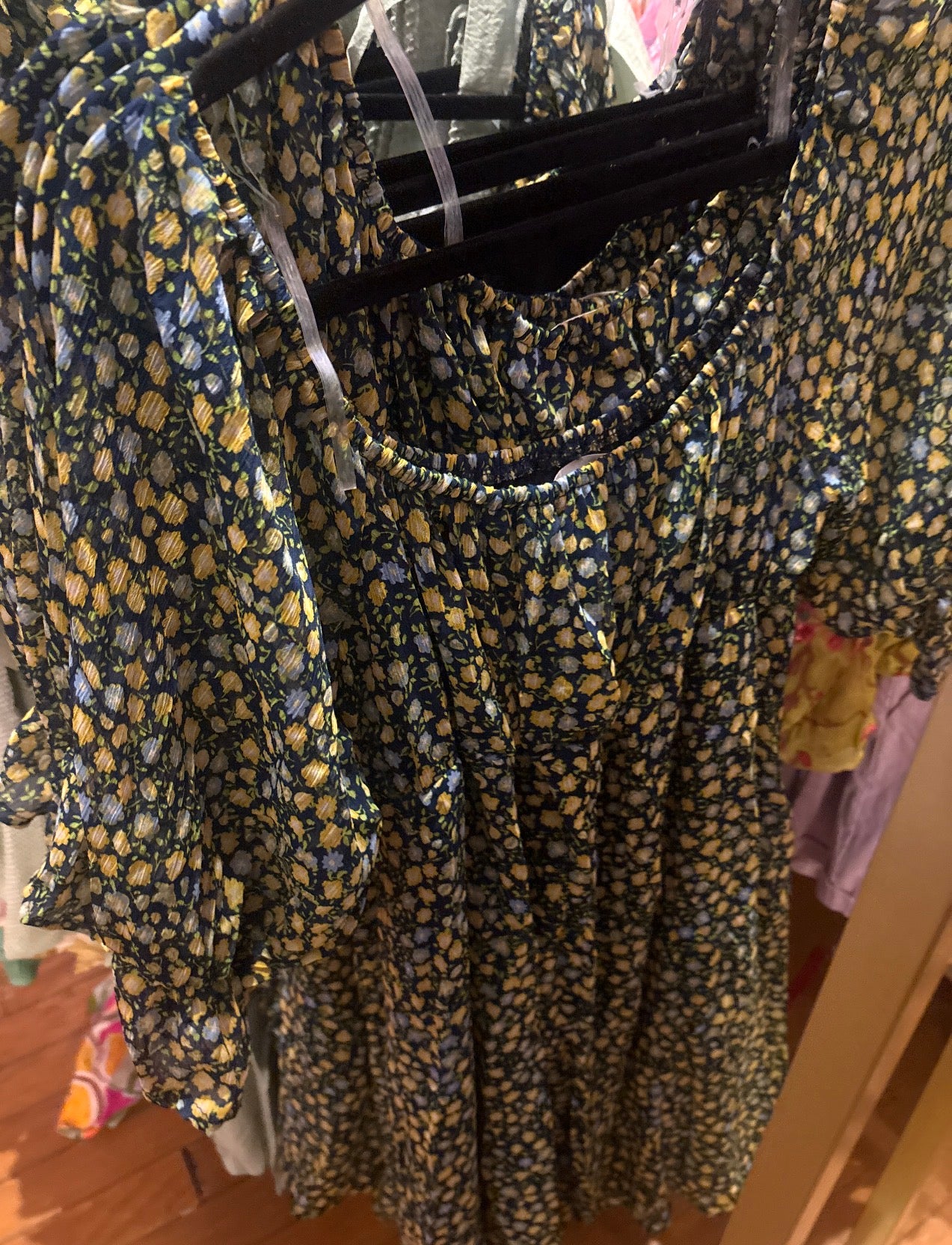 Dark Navy + Yellow Flower Dress (LG)