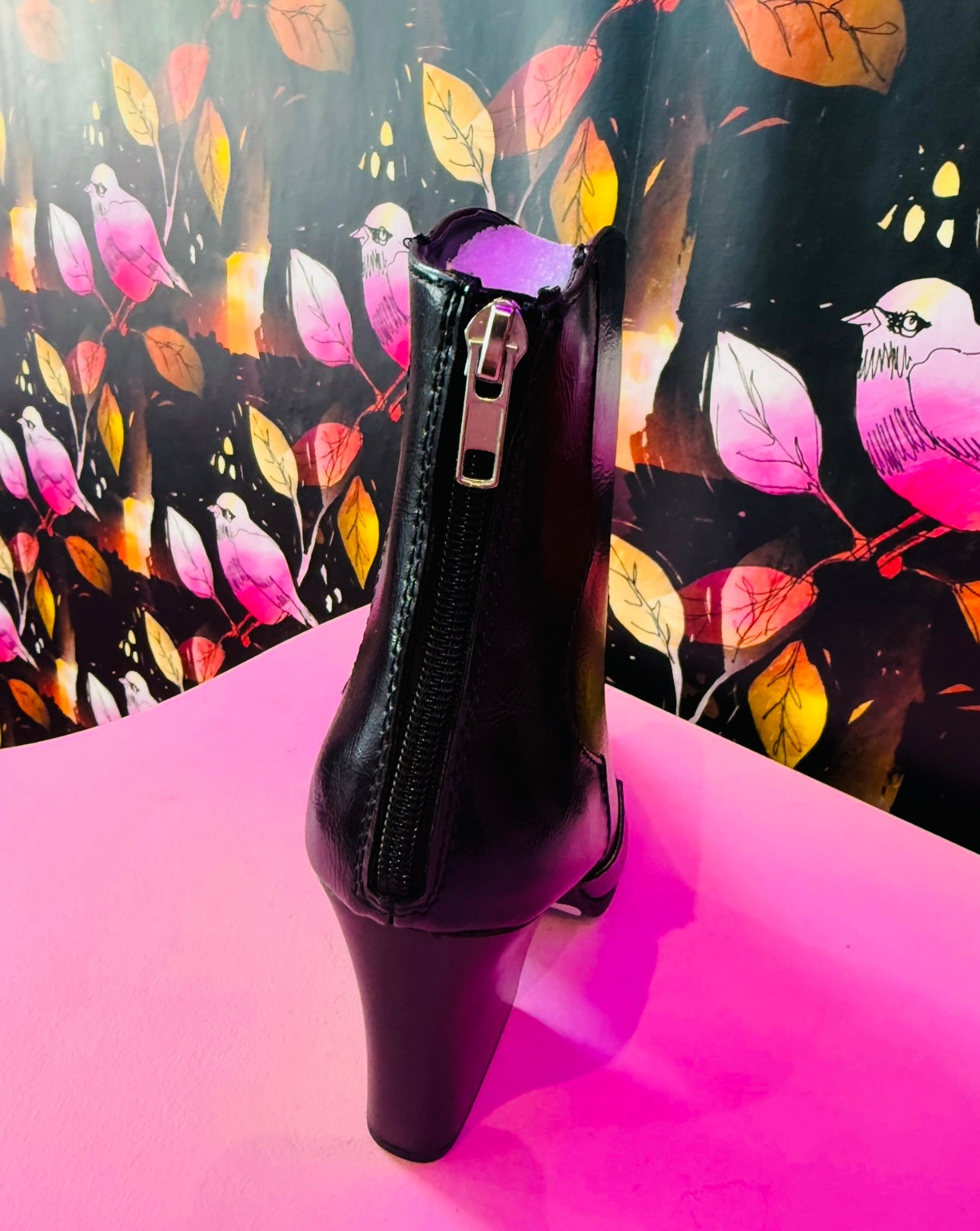 Silver Toe Black Bootie