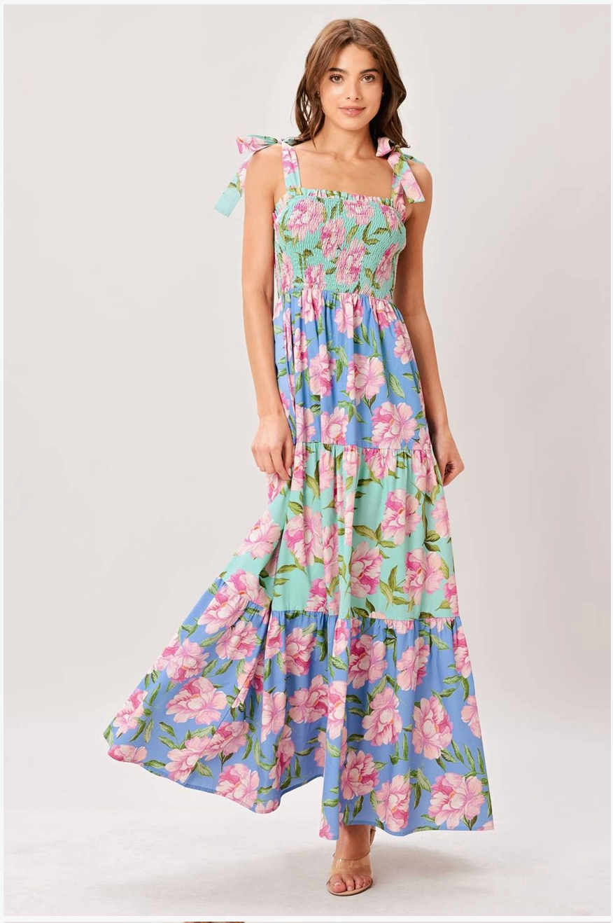Painted Floral Maxi Dress