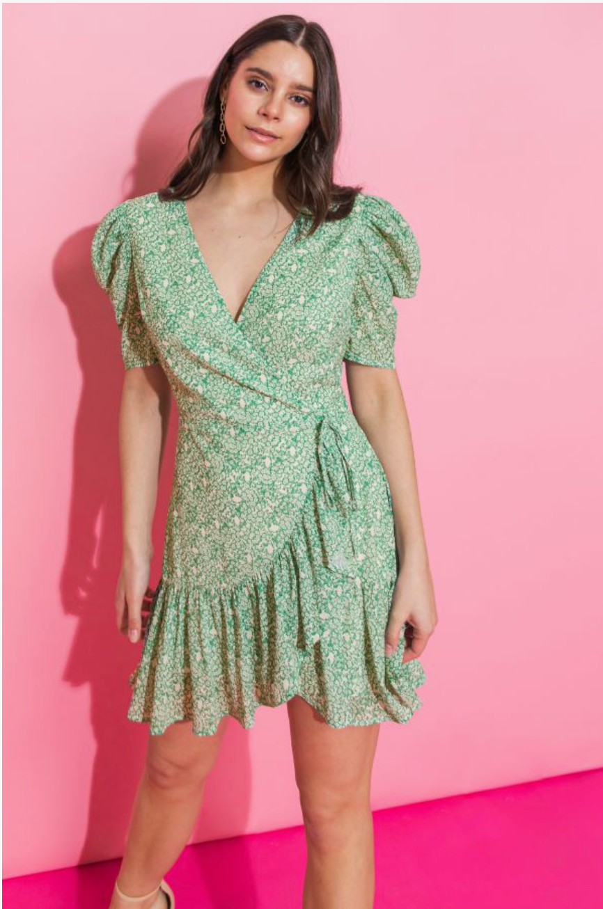 Ivory Green Mini Dress