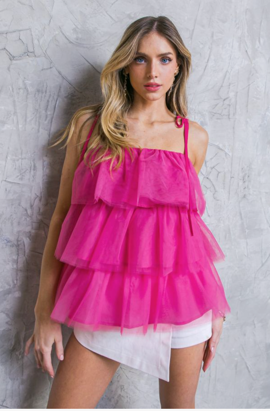 Fucshia Tulle Top