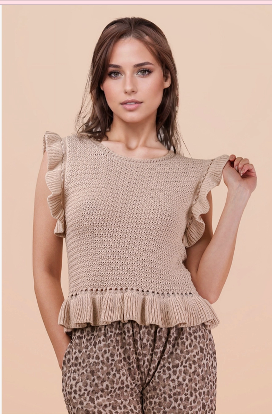 Natural Ruffle Top