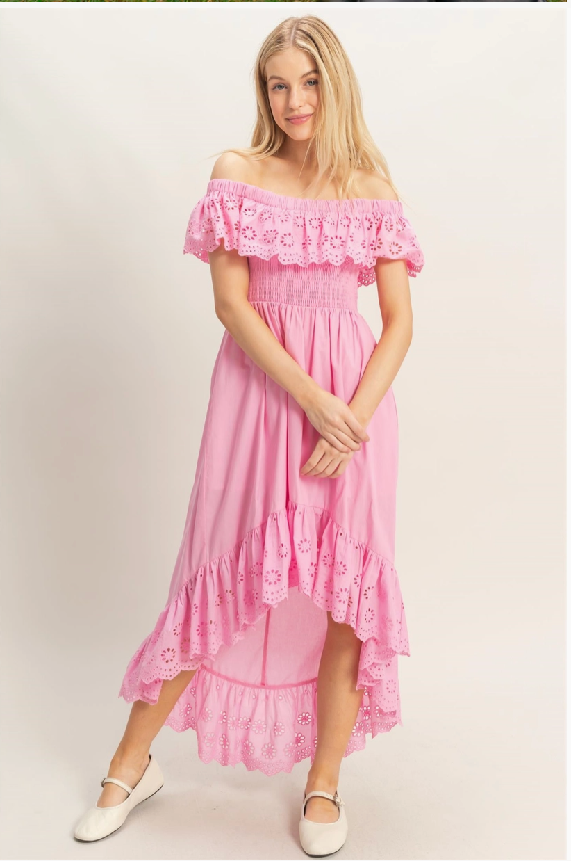 Pink Off Shoulder Dress