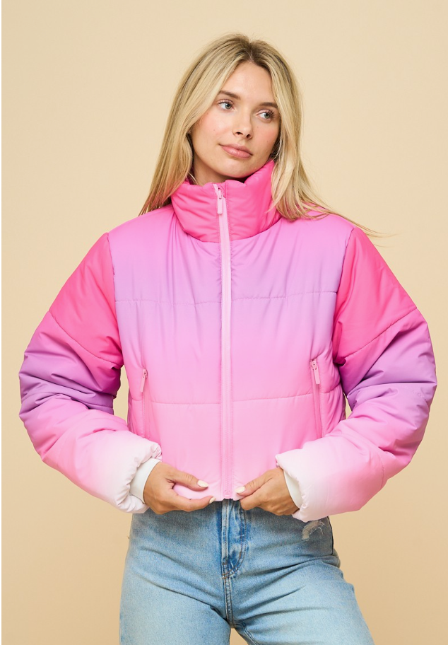 Pink Ombre Cropped Jacket