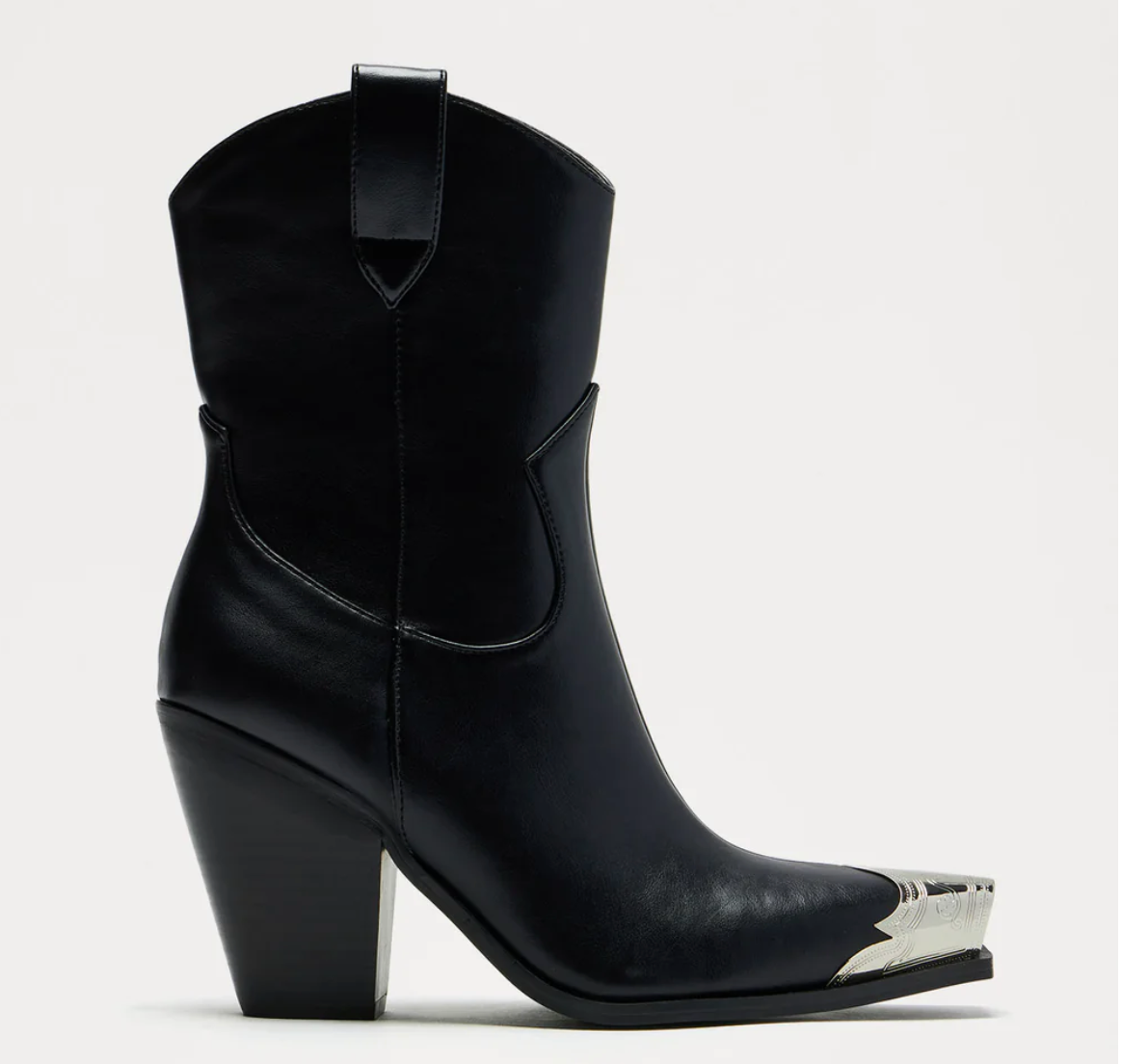 Silver Toe Black Bootie