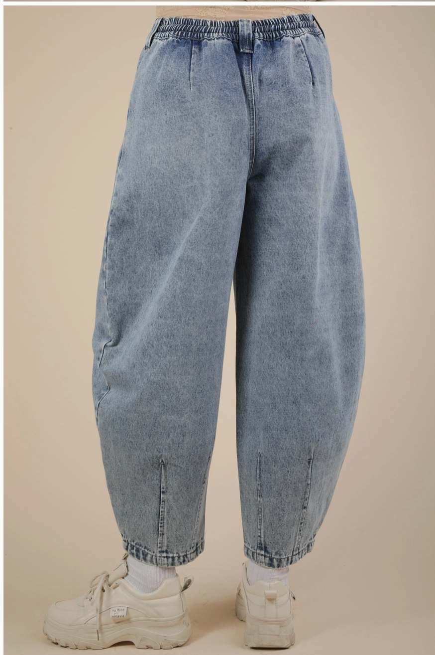 Denim Color Barrel Jeans