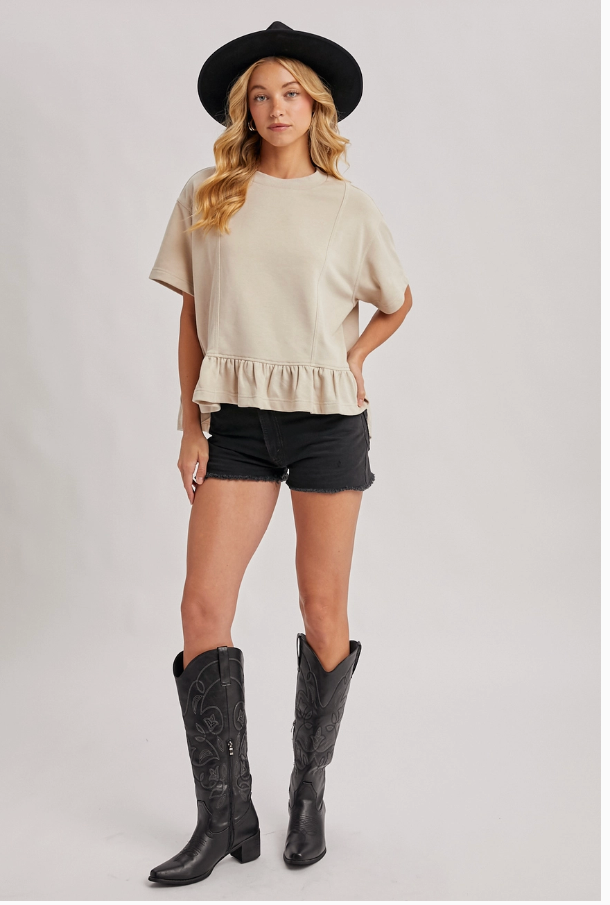 Sand Ruffle Top