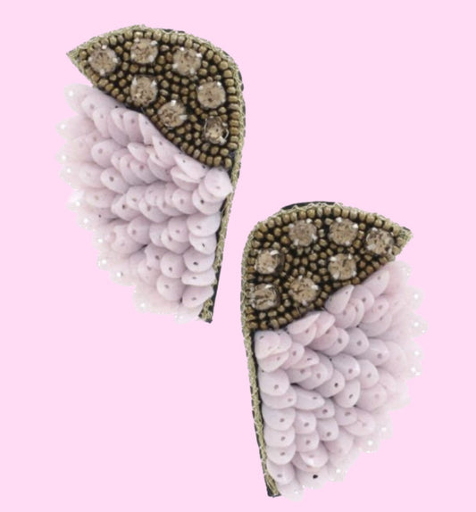 Pink and Gold Feathered Earrings